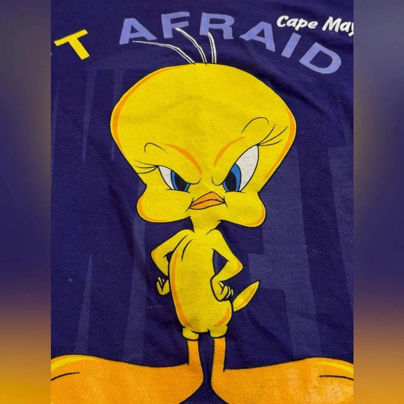1998 Tweety Bird Looney Tunes Vintage Oversized Purple Tee XL Unisex Warner Bros - Picture 7 of 10